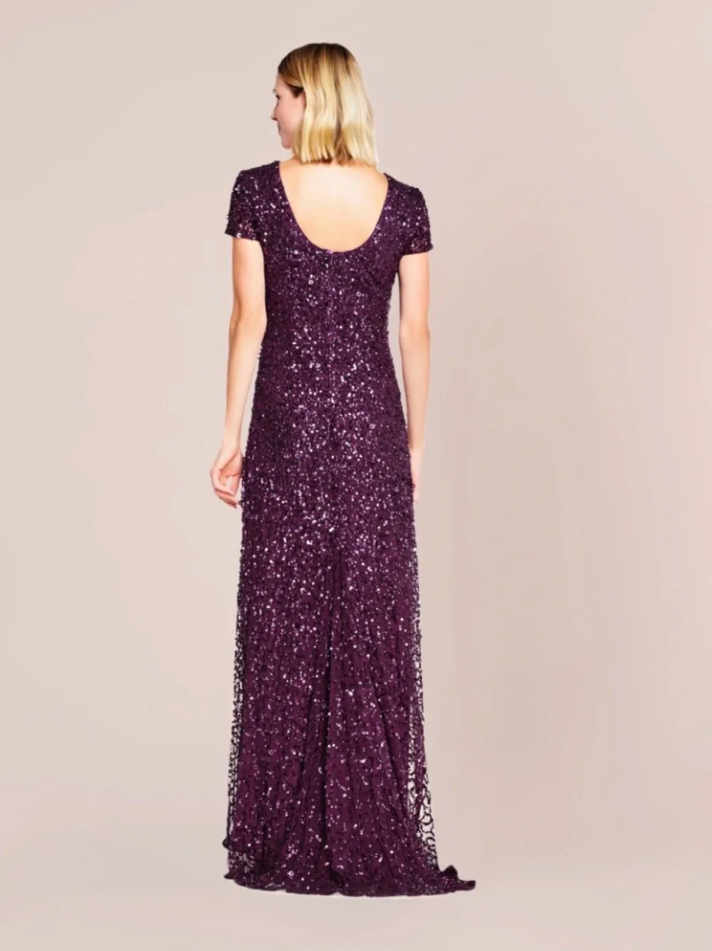 🩷 Adrianna Papell Mother of Bride/Groom Sequin Dress Size 8 Burgundy- Stunning. - Picture 2 of 9